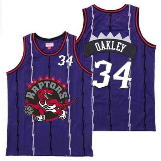 Raptors 34 Charles Oakley Purple Big Gray Red Logo Retro Jersey0